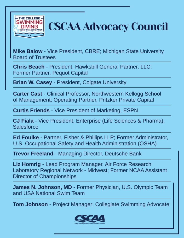 CSCAA Advocacy council members page 1
